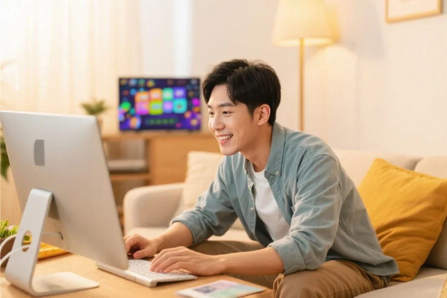 用户居家参与线上娱乐活动